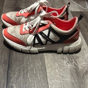 Armani Exchange Red and Beige Sneakers